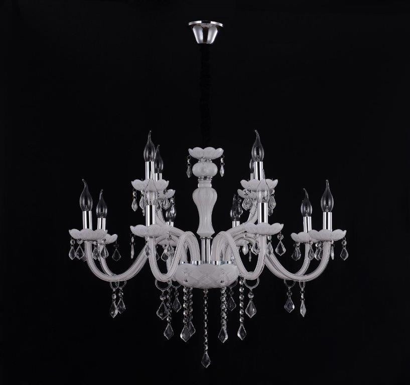 Lustre de Cristal Candelabro Estilo Maria Thereza 12 Lampadas White Snow - Tupiara