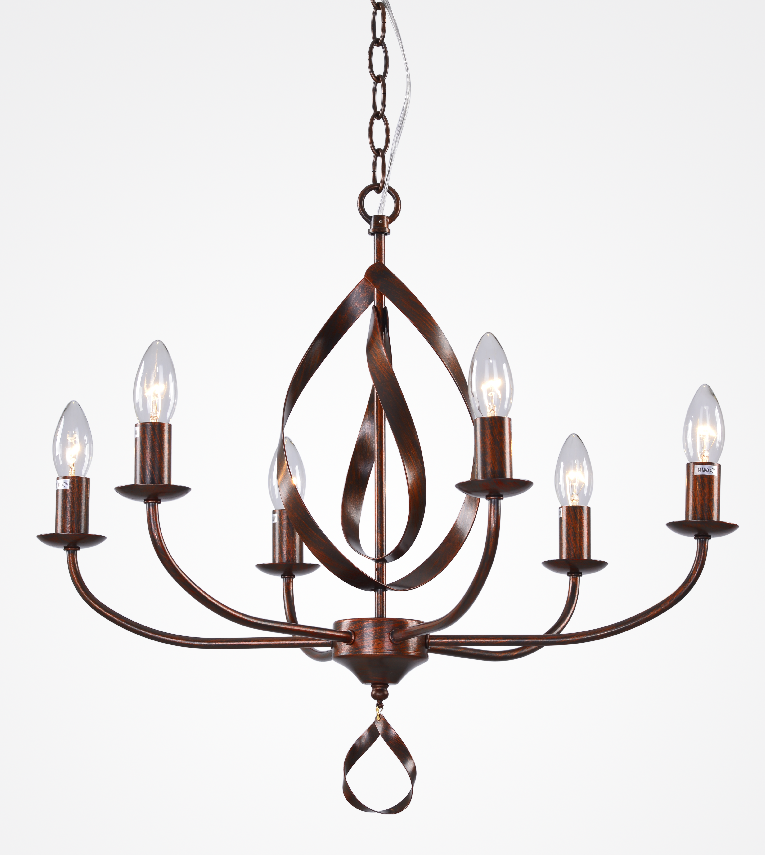 Lustre Arch Metal Marrom Cortain 6 Lâmpadas - Tupiara 