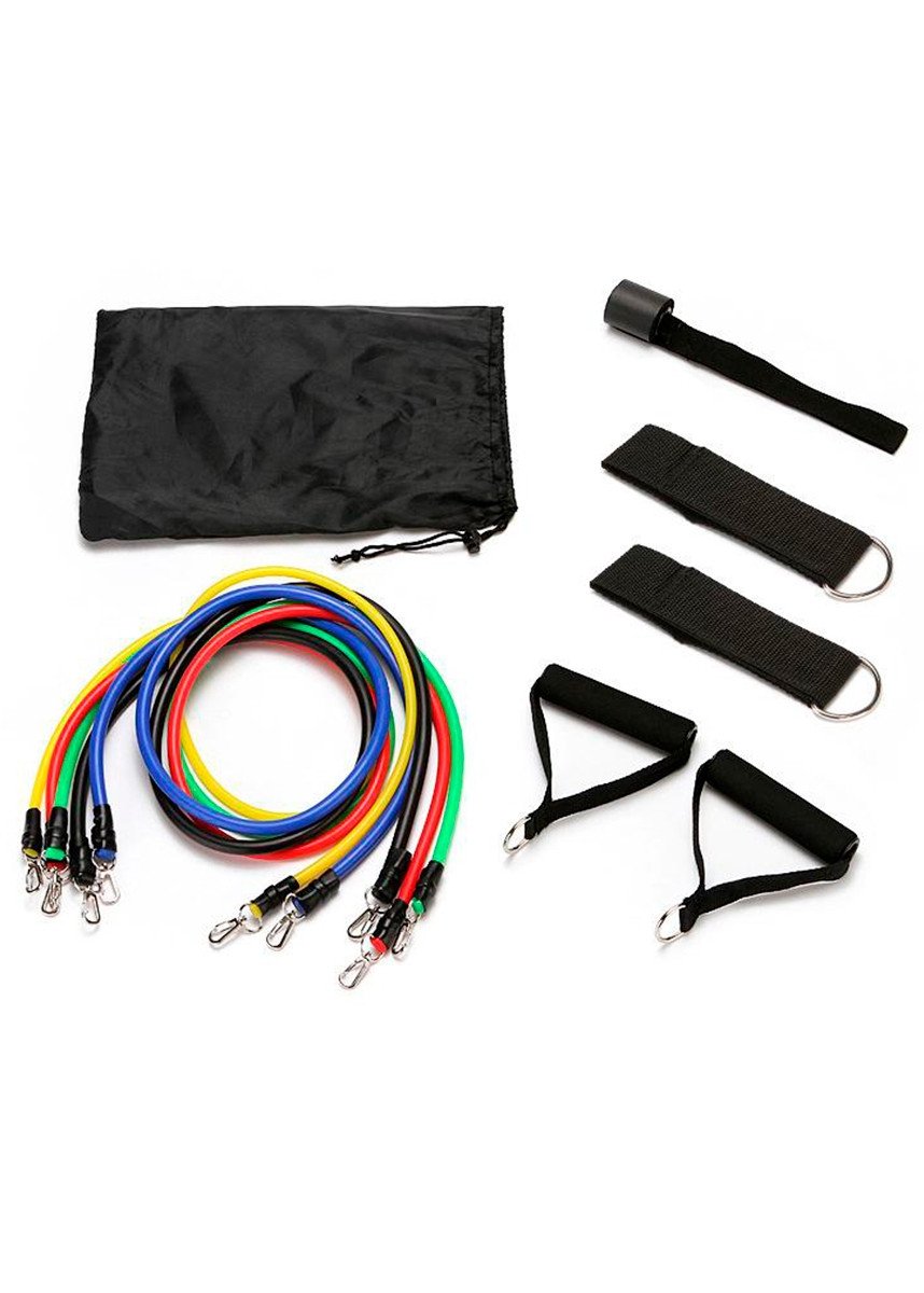 Kit Elástico Extensor 11 Itens Musculação Funcional Em Casa
