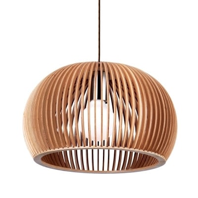 Pendente Rústico de Madeira Bege 1 Lâmpada Wood - Bella