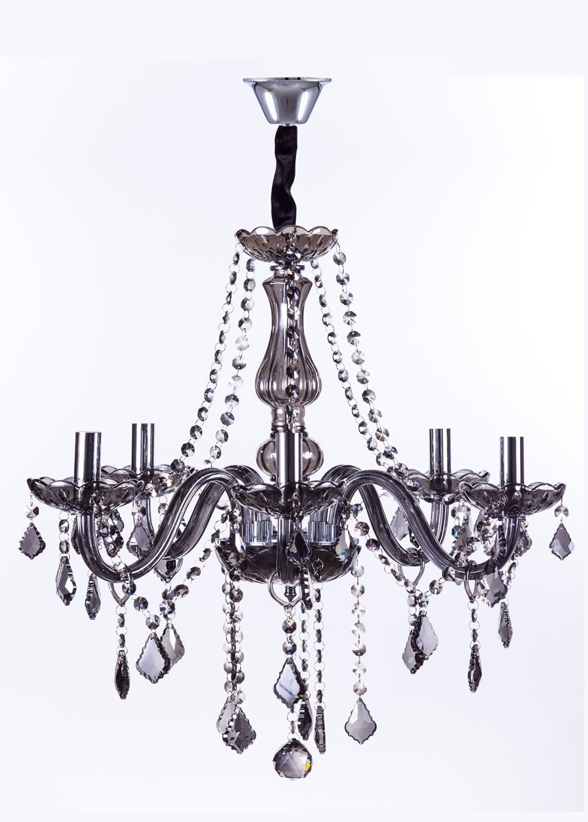 Lustre de Cristal Maria Thereza Fumê 5 Lâmpadas