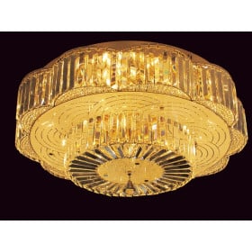 Plafon de Cristal Transparente com Estrutura em Metal Cromado 16 Lampadas - Frontier 