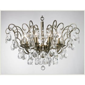 Lustre Linderfour Ouro Velho com Cristais Transparente 10 Braços - Tupiara