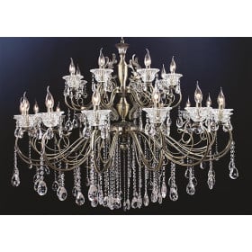 Lustre Moscow em Metal Ouro Velho com Cristais Transparentes 24 Braços - Tupiara