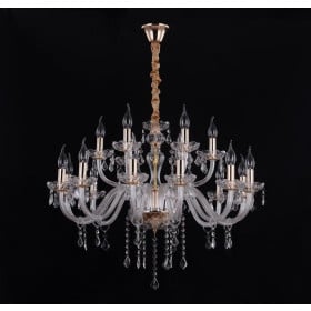 Lustre Candelabro de Cristal Transparente Estilo Maria Thereza 18 Lampadas - Tupiara 