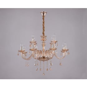 Lustre Candelabro de Cristal Champagne Estilo Maria Thereza 12 Lampadas Sand Dunes - Tupiara