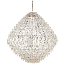 Lustre Moderno de Cristal Transparente e Estrutura em Metal Cromado 24 Lâmpadas - JLR