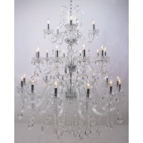 Lustre Taj Mahal Vidro Transparente com Cristais Transparentes 29 Braços -Tupiara