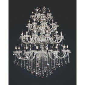 Lustre Taj Mahal Vidro Transparente com Cristais Ttansparentes 48 Braços -Tupiara