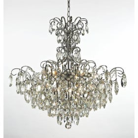 Lustre Bemmel Metal Cromado com Cristais Transparentes 9 Lampadas - Tupiara