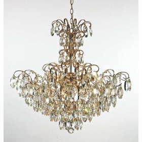 Lustre Bemmel Metal Dourado com Cristais Transparentes 9 Lampadas - Tupiara