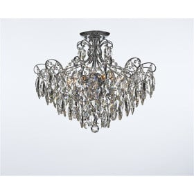 Plafon Bemmel Metal Cromado com Cristais Transparentes 9 Lampadas -Tupiara