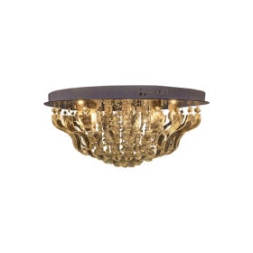 Plafon Moderno com Pingentes em Inox com Cristais Transparentes 9 Lâmpadas Collis