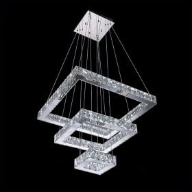 Pendente Quadrado Cristal Led 120W Controle Bivolt - Sindora