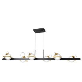 PENDENTE PRETO / DOURADO COM CUPULAS DE VIDRO 6L - OLD ARTISAN