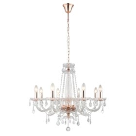 Lustre de Cristal Maria Thereza Rose 8 Lâmpadas Tyene - Bella