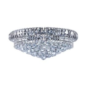 Plafon Moderno de Cristal Transparente e estrutura Redonda de Aço Cromado 8 Lâmpadas - JLR