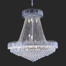 Lustre Imperial de Cristal Transparente e Estrutura em Metal Cromo 20 Lâmpadas - JLR