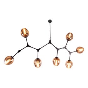 Pendente de Vidro Preto 7 Lâmpadas Orbe - Bella