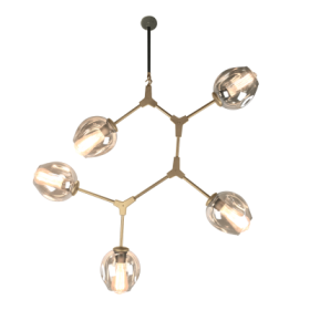 Pendente de Vidro Dourado 5 Lâmpadas Orbe - Bella