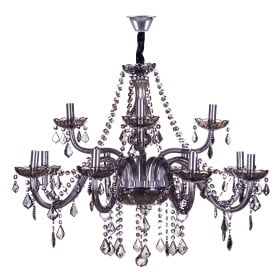 Lustre de Cristais Fumê 12 Lâmpadas MARIA THEREZA