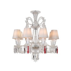 Lustre de Cristais Transparentes e em Vermelho Baccarat 8 Lâmpadas