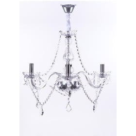 Lustre de Cristal Candelabro Maria Thereza Transparente 3 Lâmpadas