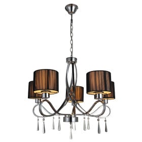 Lustre de Cristal com Cúpula Preta 5 Lâmpadas VEN