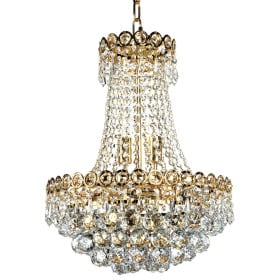 Lustre Dourado de Cristal 6 Lâmpadas FONTANA DI TRE