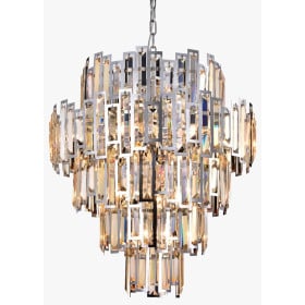 Lustre para Hall de Entrada Cromado de Cristal 15 Lâmpadas Cascata