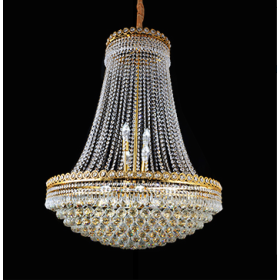 Lustre Dourado de Cristal Transparentes 18 Lâmpadas FONTANA DI TRE