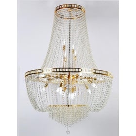 Lustre Dourado de Cristal Transparentes 23 Lâmpadas FONTANA GE