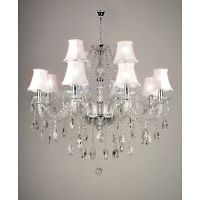 Lustre de Cristal Transparentes 12 Braços Trançados MARIA THEREZA