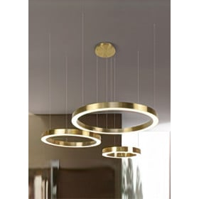 Lustre Pendente Moderno Dourado 3 Anéis em 3000k LED MA 