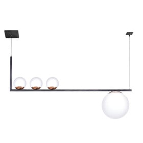 PENDENTE PRETO / ROSE COM CUPULAS DE VIDRO 4L - OLD ARTISAN