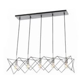 Pendente Moderno Aramado Com Estrutura Cromo 5 Lâmpadas - Old Artisan