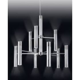 Pendente Moderno com Tubo Prata Com Acabamento Cromado 24 Lâmpadas - Old Artisan