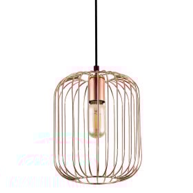 Pendente Aramado Cobre Rose Gold 1 Lâmpada PEQ