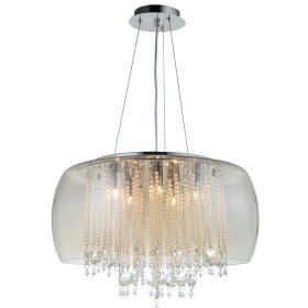 Pendente com Cúpula de Vidro Champagne e Cristal Internos BE III 