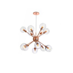 Pendente Moderno Cúpula de Vidro Transparente e Estrutura Bronze 12 Lâmpadas - Old Artisan