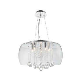 Pendente com Cúpula de Vidro Transparente e Cristais Internos BE II