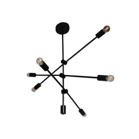 Pendente Moderno Assimétrico para Sala Preto 6 Lâmpadas Sput