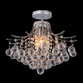 Plafon de Cristal Transparente 3 Lâmpadas SI