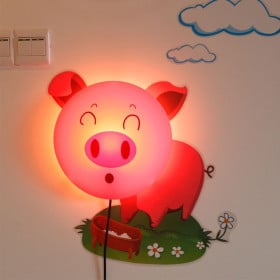 Plafon de Parede Infantil Porquinho 1 Lâmpada 