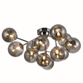 Plafon Moderno Cúpula de Vidro e Estrutura Cromada 12 Lâmpadas VOLANS