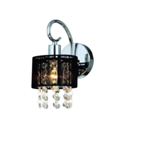 Arandela de Cristal Cúpula Preto 1 Lâmpada SR