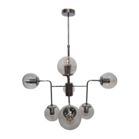 Pendente Moderno Cromado com Cúpula 8 Lâmpadas COLUMBA