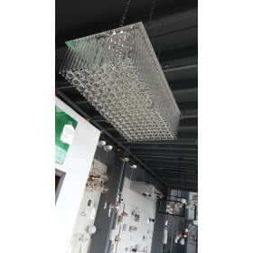 Plafon Moderno em Inox com Cristais Transparentes 18 Bocais G9 Pier