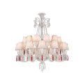 Lustre de Cristal Transparente e em Vermelho Baccarat 24 Cúpulas Branca