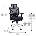 Cadeira Presidente Ergonômica Base Giratória Cromada Tela Mesh Boss Design - Design Chair - especificações